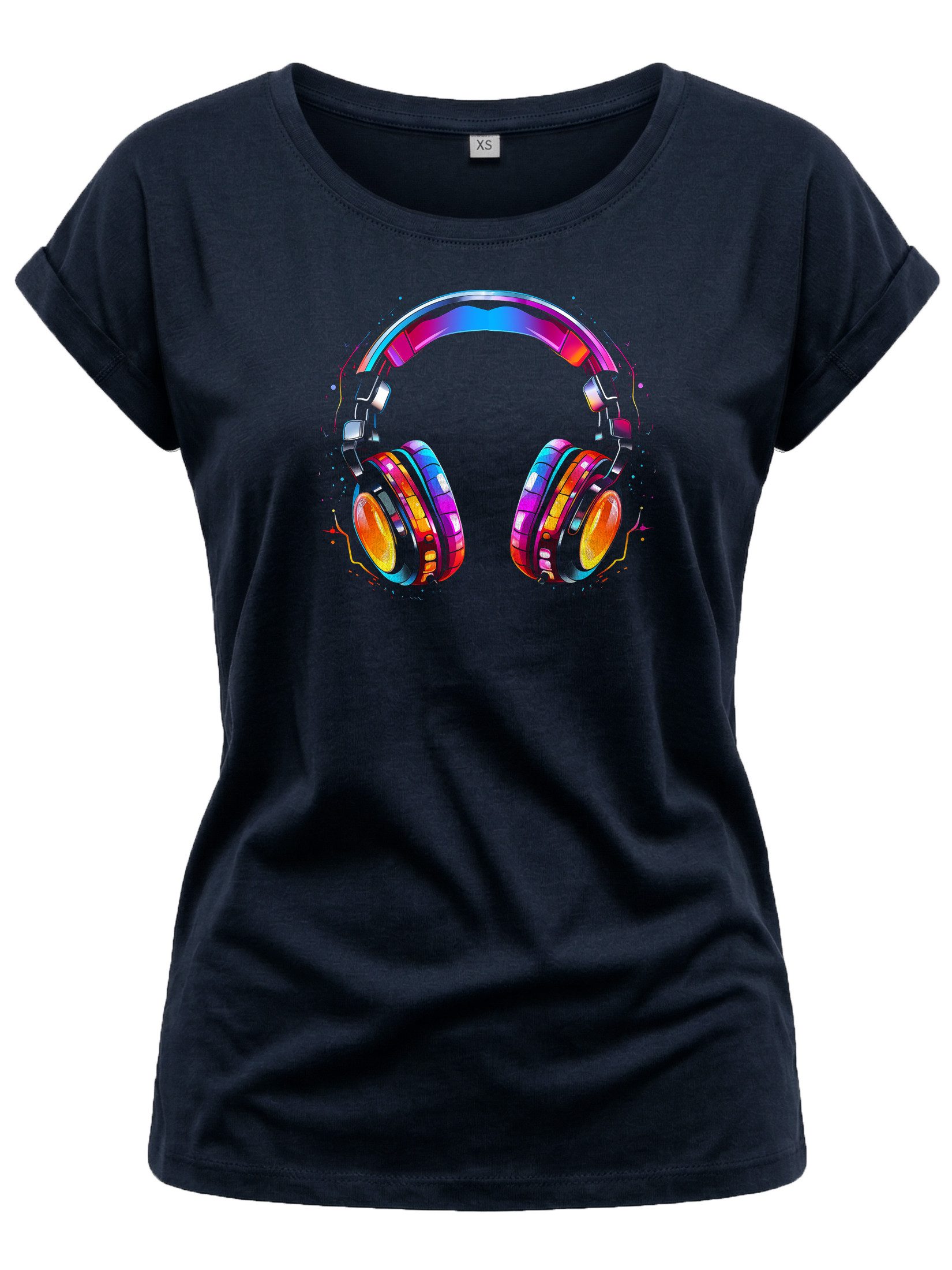 Print-Shirt Damen Top für Musik Fans Kopfhörer Design Hip Hop Outfit Mädchen