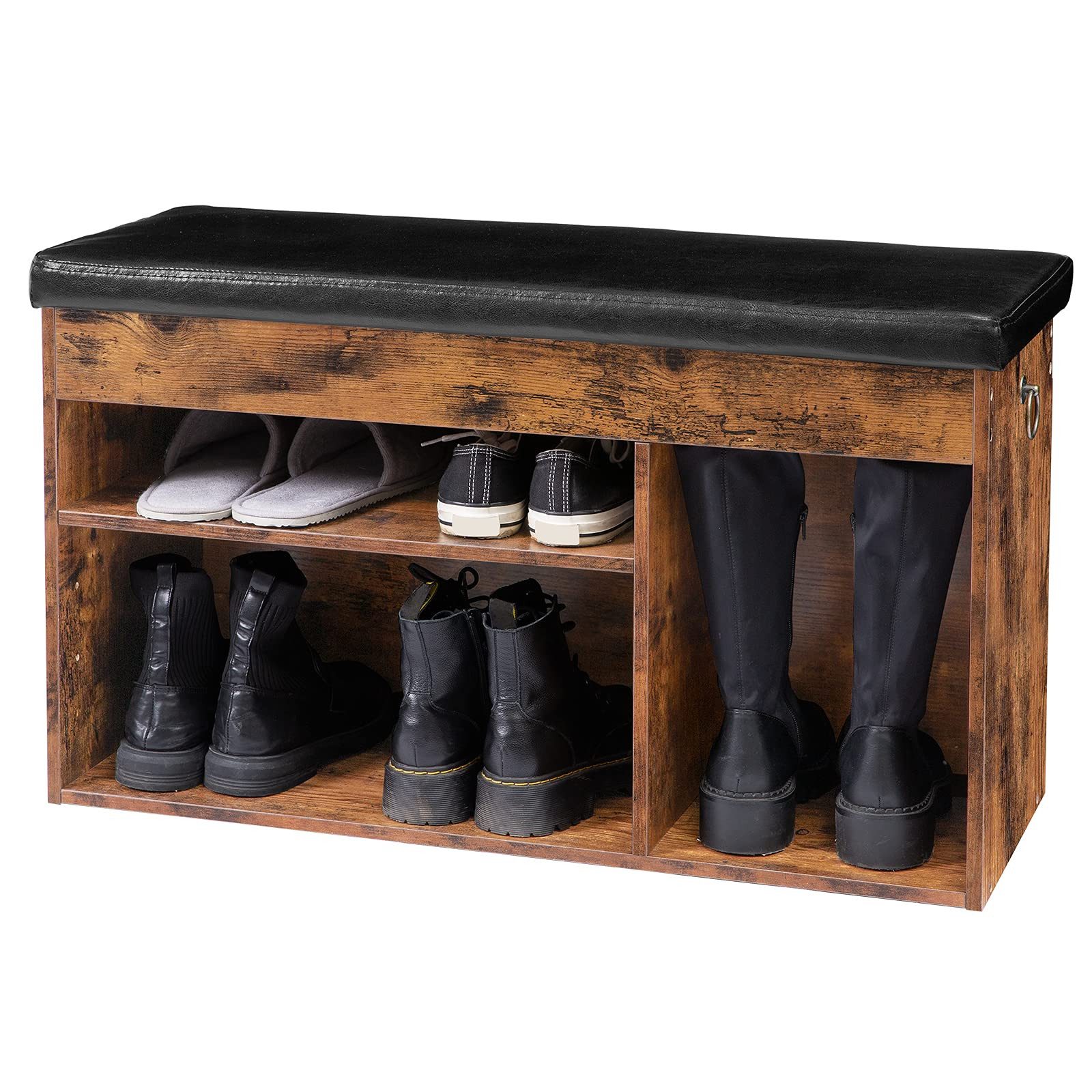 Hoobro Schuhbank mit Polster, Sitzbank mit 3 offenen Fächern (stabile Flurb günstig online kaufen