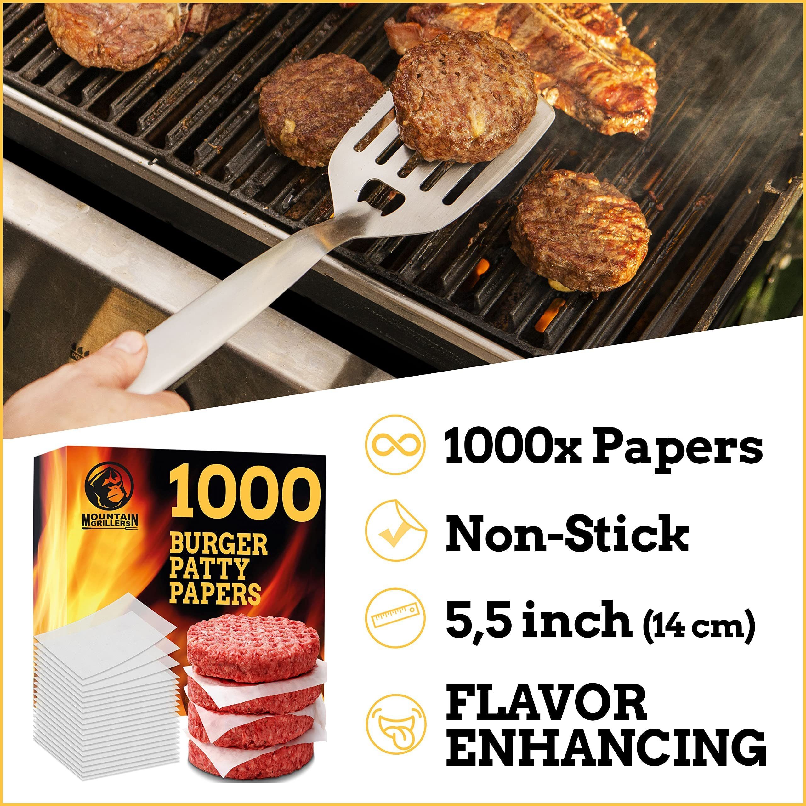 Mountain Grillers Wachspapier - Paper Mit Cm, Antihaftes Trennpapier Burgerpapier, 115 Burgerpresse 1000 Quadratische Papier Blatt Form Patty