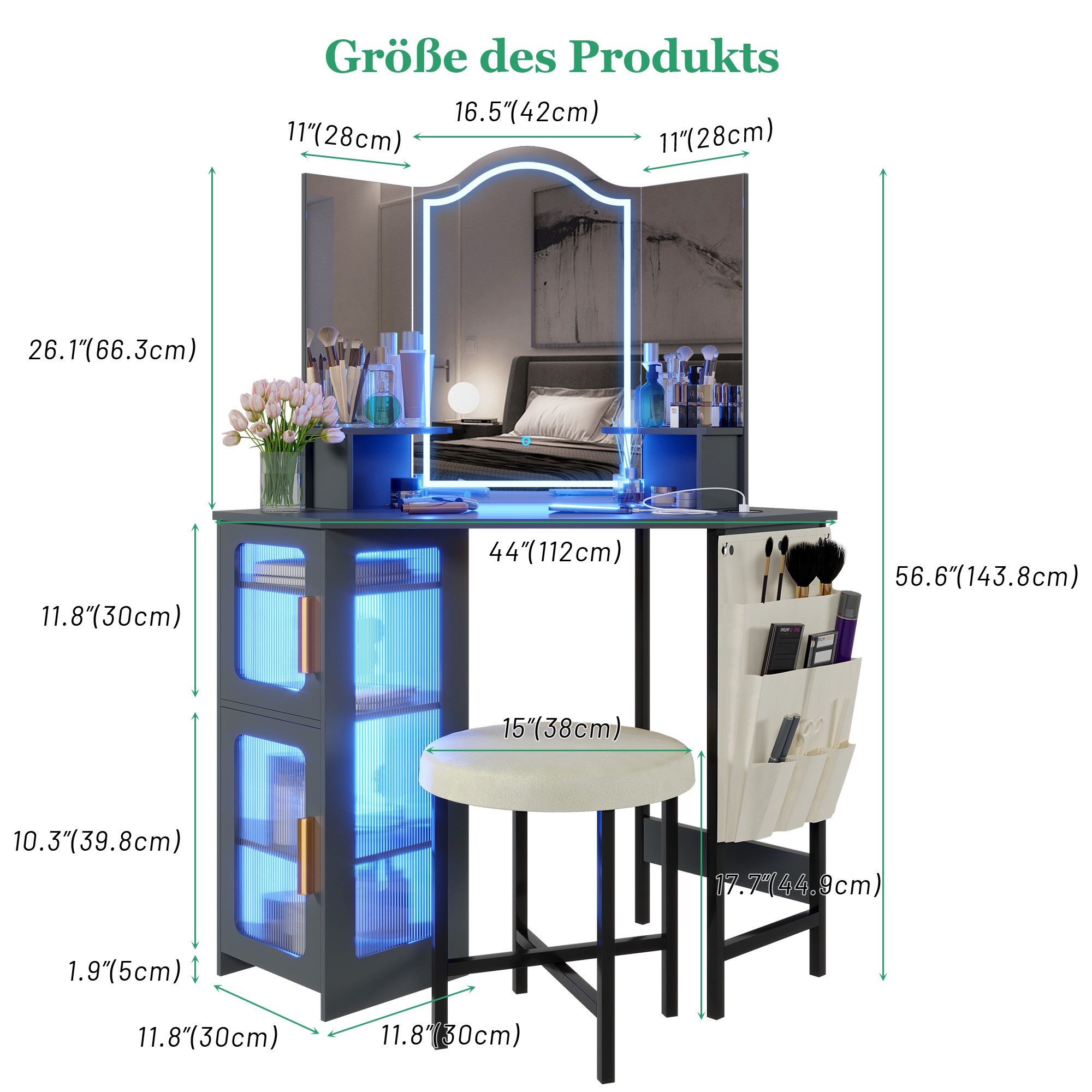 LVSOMT Schminktisch mit LED-Beleuchtung, Spiegel & günstig online kaufen