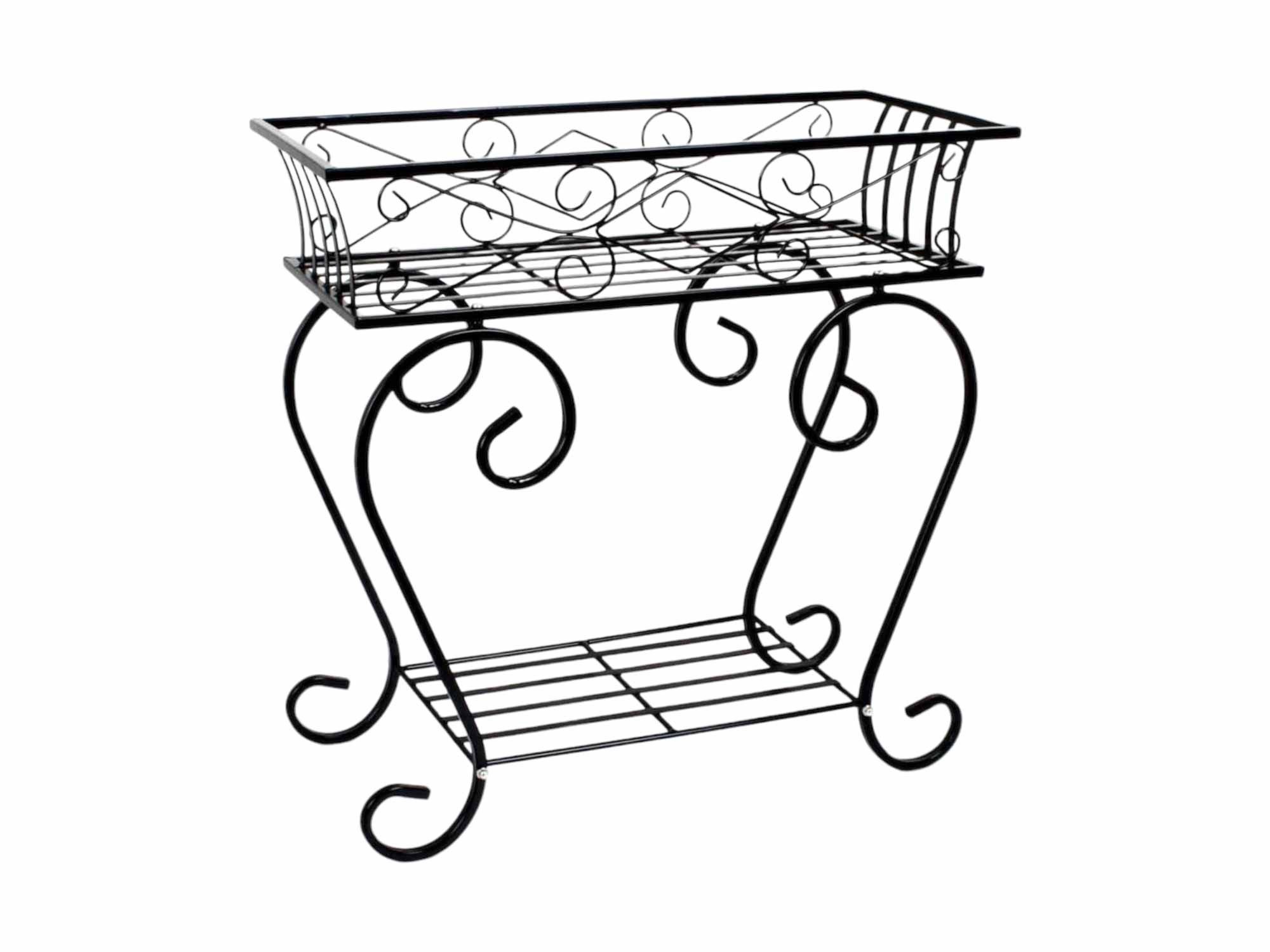 Harms Import Blumenständer (1 St), Pflanzenständer schwarz mit Ablage 59x28x58cm