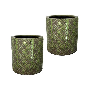 Cosy Home Ideas Übertopf 2 er Set Übertöpfe Keramik geometrisch gemustert Pflanztöpfe (Set, 2 St., Set aus 2 identischen Töpfen), mit Teil - Glasur