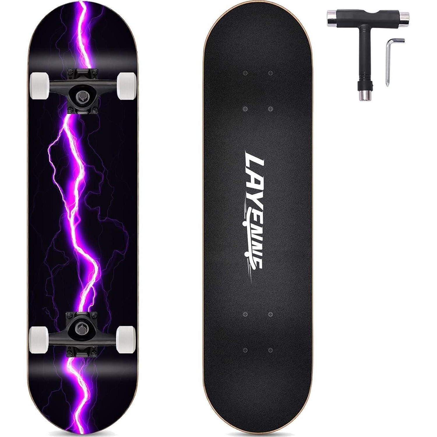 LuxusKollektion Skateboard Skateboard Blitz 31 x 8 Zoll 8-lagiges Ahornbrett für Jungen Mädchen