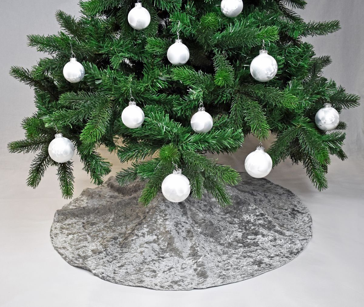 Weihnachtsbaumdecke Christbaumdecke Tannenbaumdecke Kuschlige Decke Rund 90cm Ornamente Weihnachtsbaum Unterlage Baumteppich JACK Weihnachtsbaumdecke / Baumrock, Ø Silber