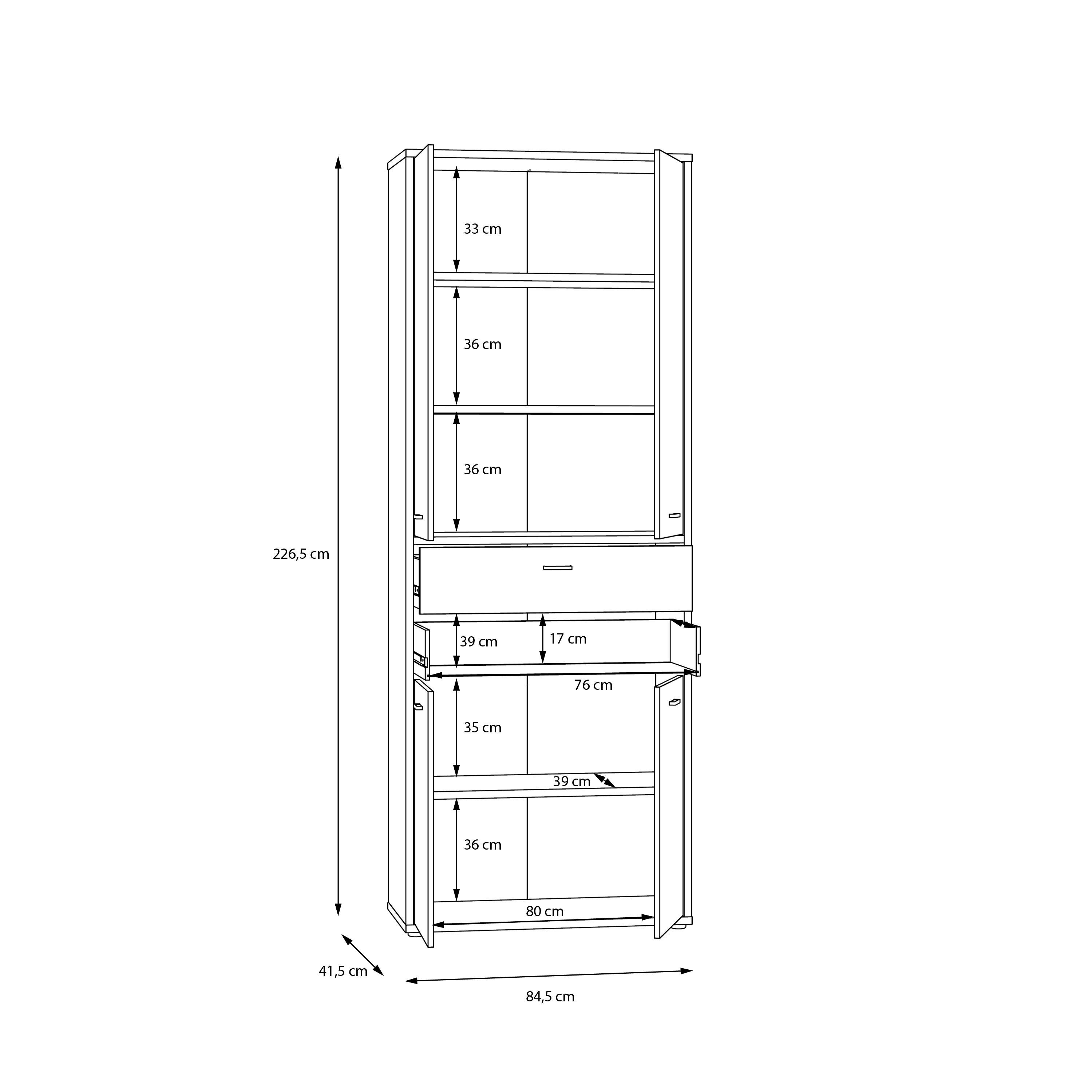 FORTE Mehrzweckschrank Ice Aktenschrank das Valley für Home Breite 84,5 cm Office, Moderner