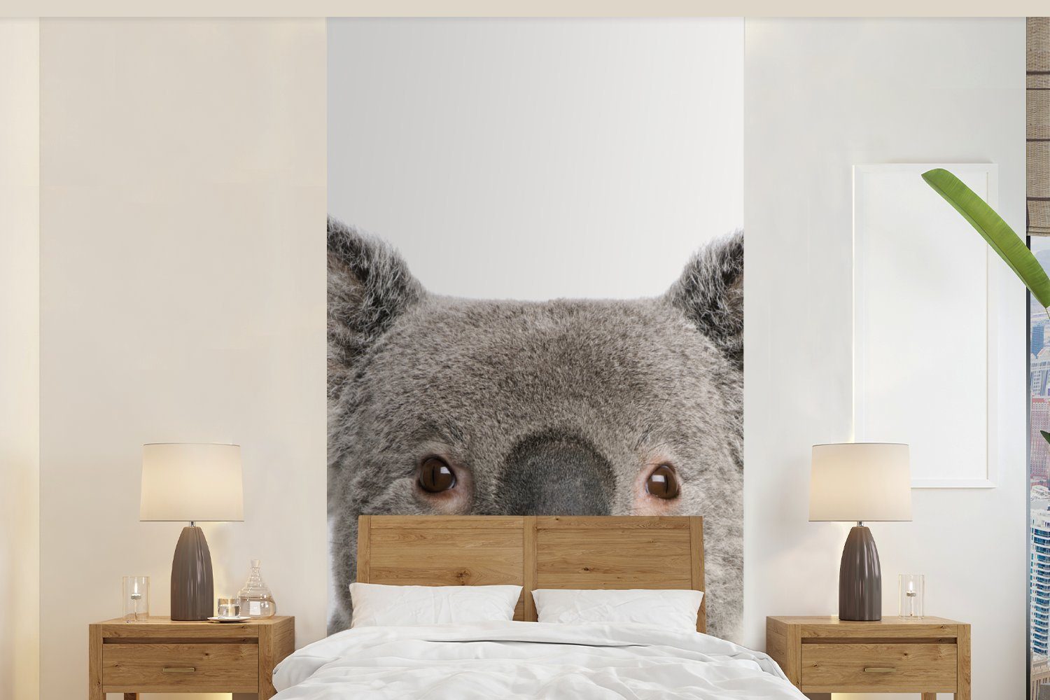MuchoWow Fototapete Koala - Koala Bär - Mädchen - Jungen - Tiere, Matt, bedruckt, (2 St), Vliestapete für Wohnzimmer Schlafzimmer Küche, Fototapete