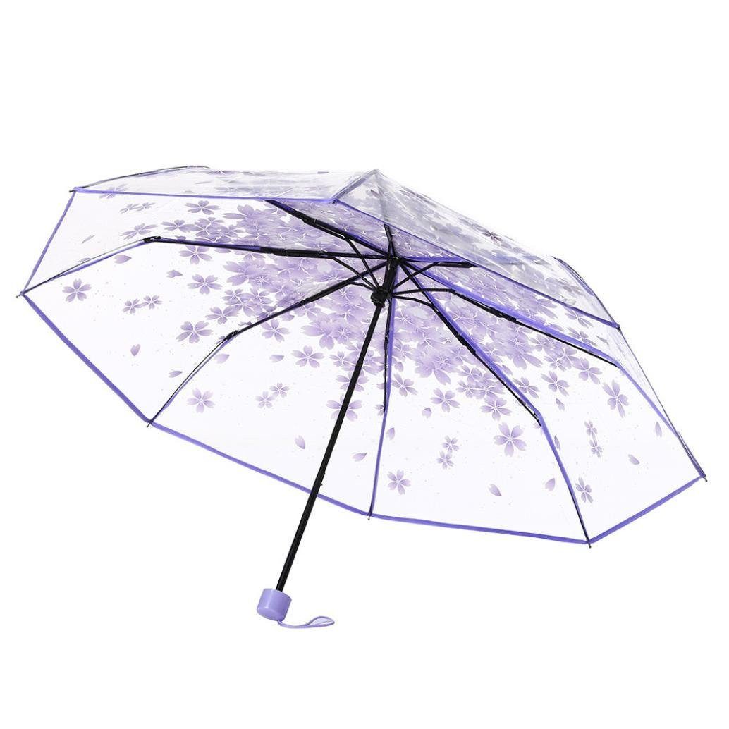 Coonoor Taschenregenschirm Minischirm Transparent, Stockregenschirm für Erwachsene, mit gewölbtem Dach und leichtem Wind- und Regenschutz
