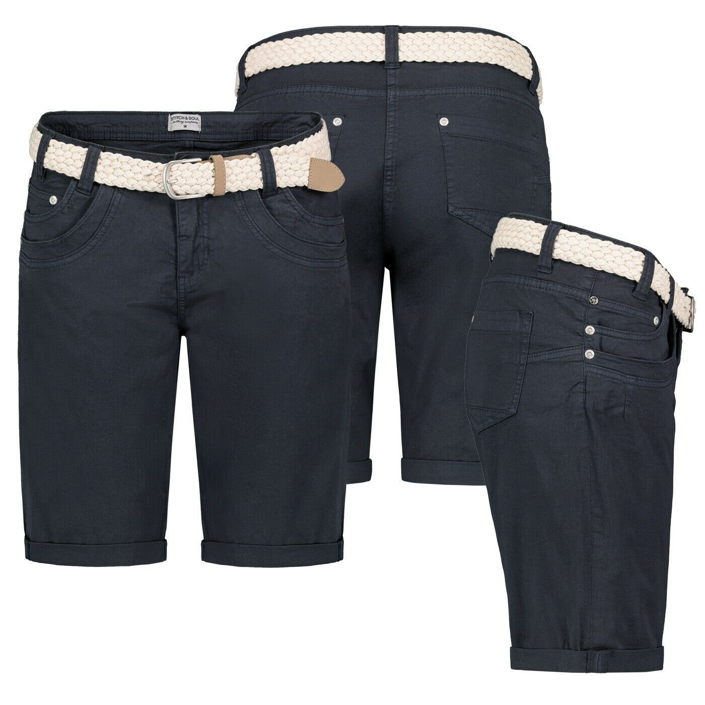 Stitch & Soul Bermudas Damen Short Bermuda kurze Hose Sommer Chino Stoff Ho günstig online kaufen