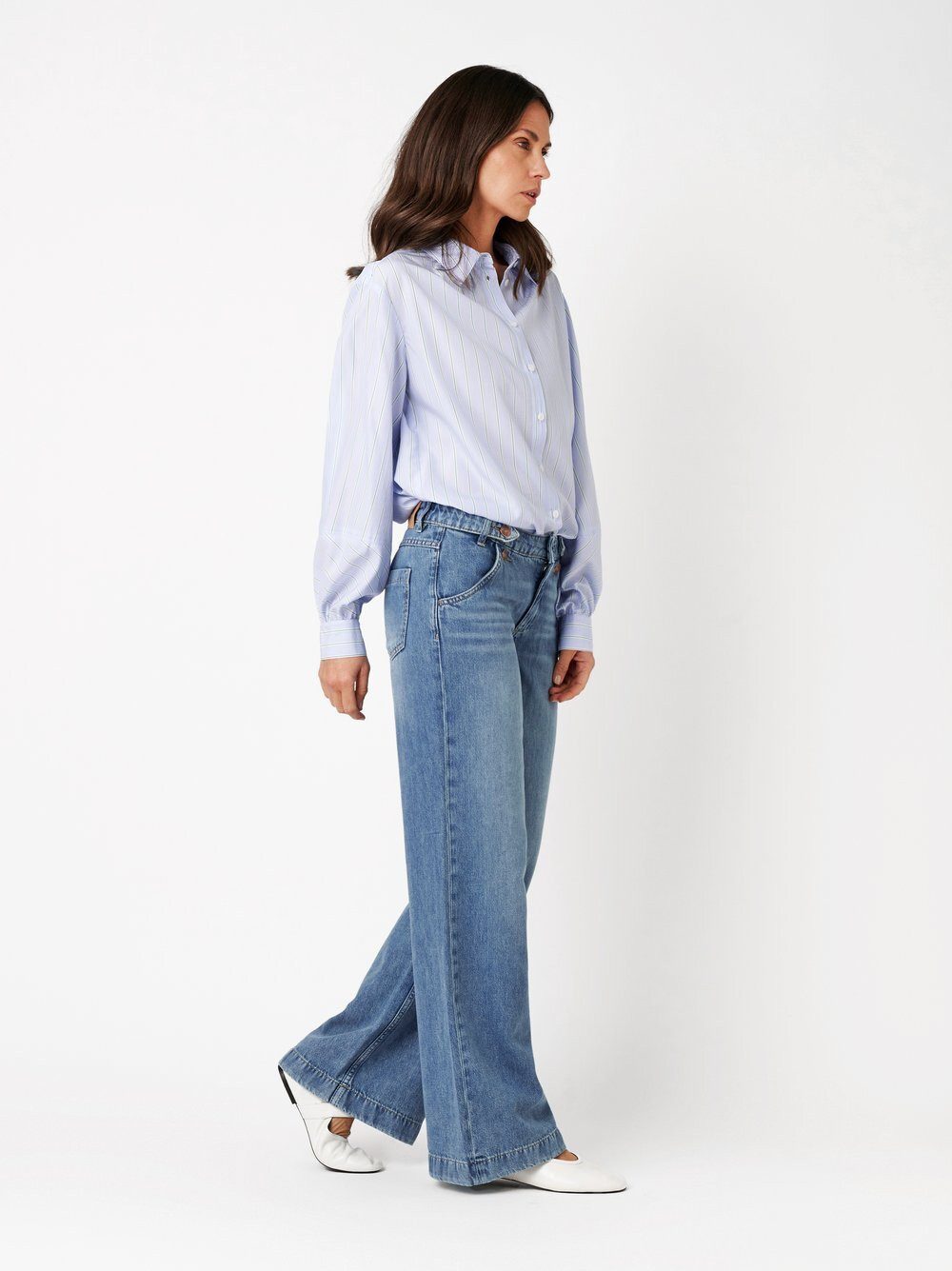 TONI Bootcut-Jeans Ella Wide mit Schnallen und Knöpfen am Bund