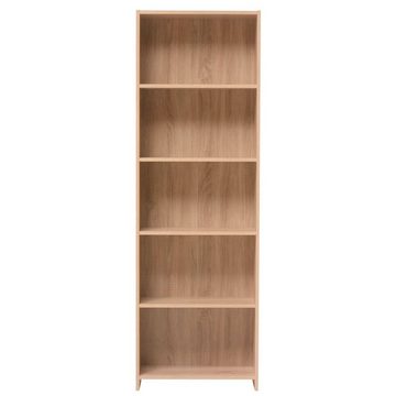 Homestyle4u Bücherregal Regal 3 oder 5 Fächer Eiche Braun Bücherschrank Holz Massiv Regal