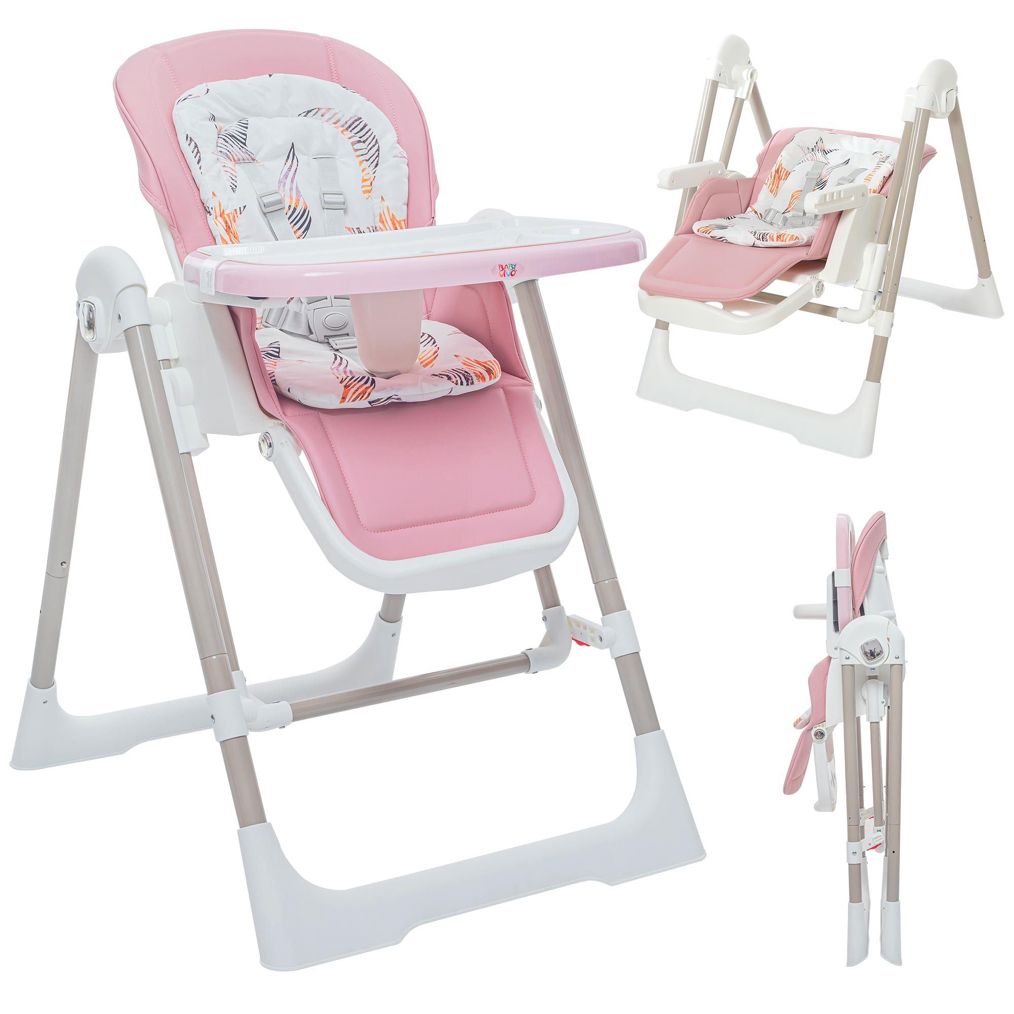 Hochstuhl Kinderhochstuhl 3in1 / Babywippe für Kinder - Lulu in Rosa