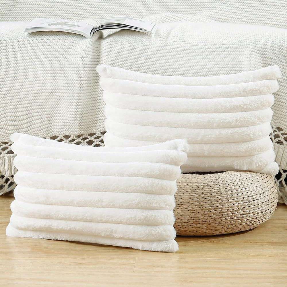 OKWISH Kissenbezüge 2er Set Flauschig Plüsch Deko Dekokissen Sofakissen Zierkissenbezüge, (2 Stück), 30x50 cm Sofakissen Couchkissen Bezug Sofa Schlafzimmer Reißverschluss