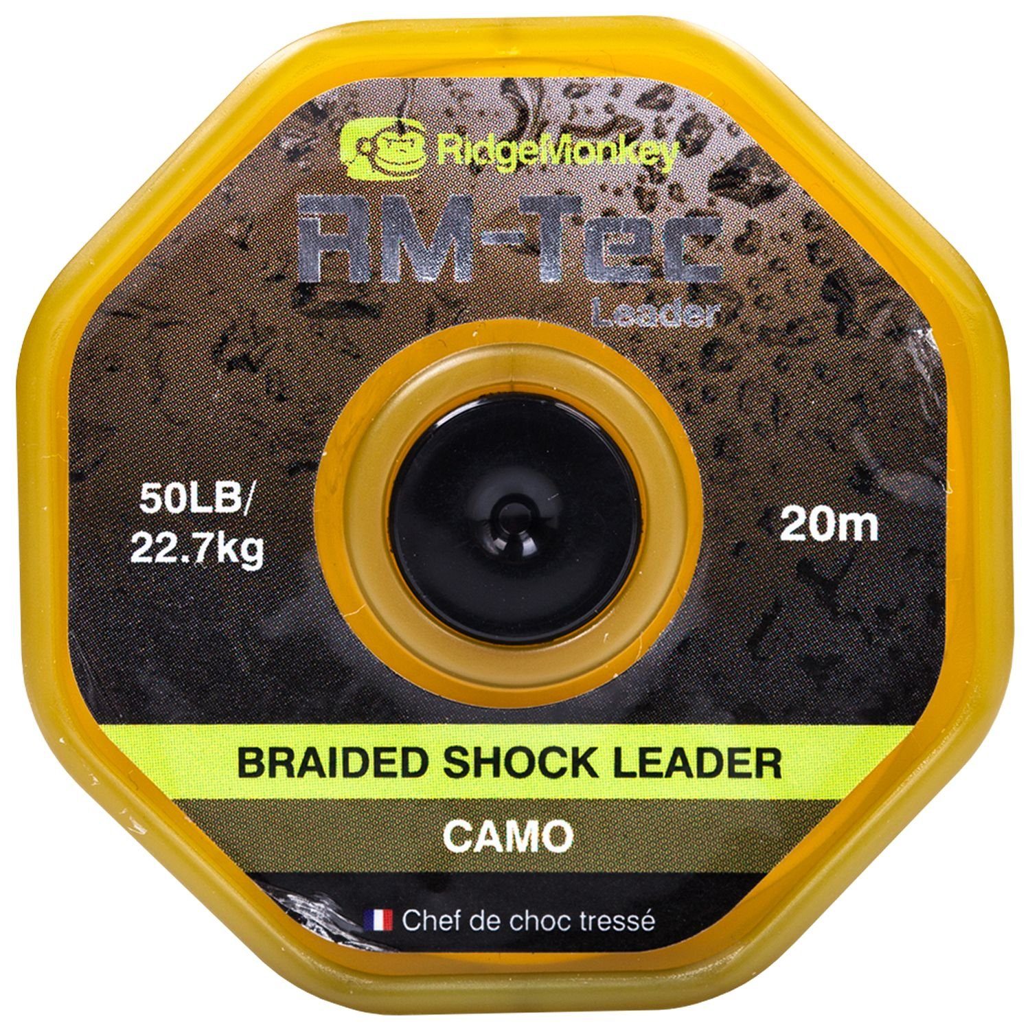 RidgeMonkey® Vorfachschnur Shock RidgeMonkey Leader 50lb Braided Camo