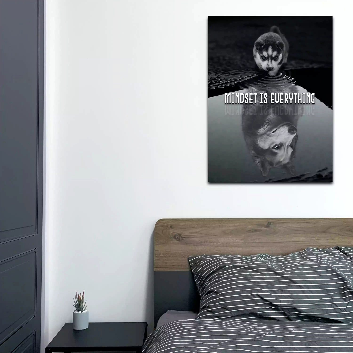 Artedinoi Leinwandbild Husky Hund Mindset Motivation Leinwandbild Wandbild XL Deko, Hund, Mindset-Motiv