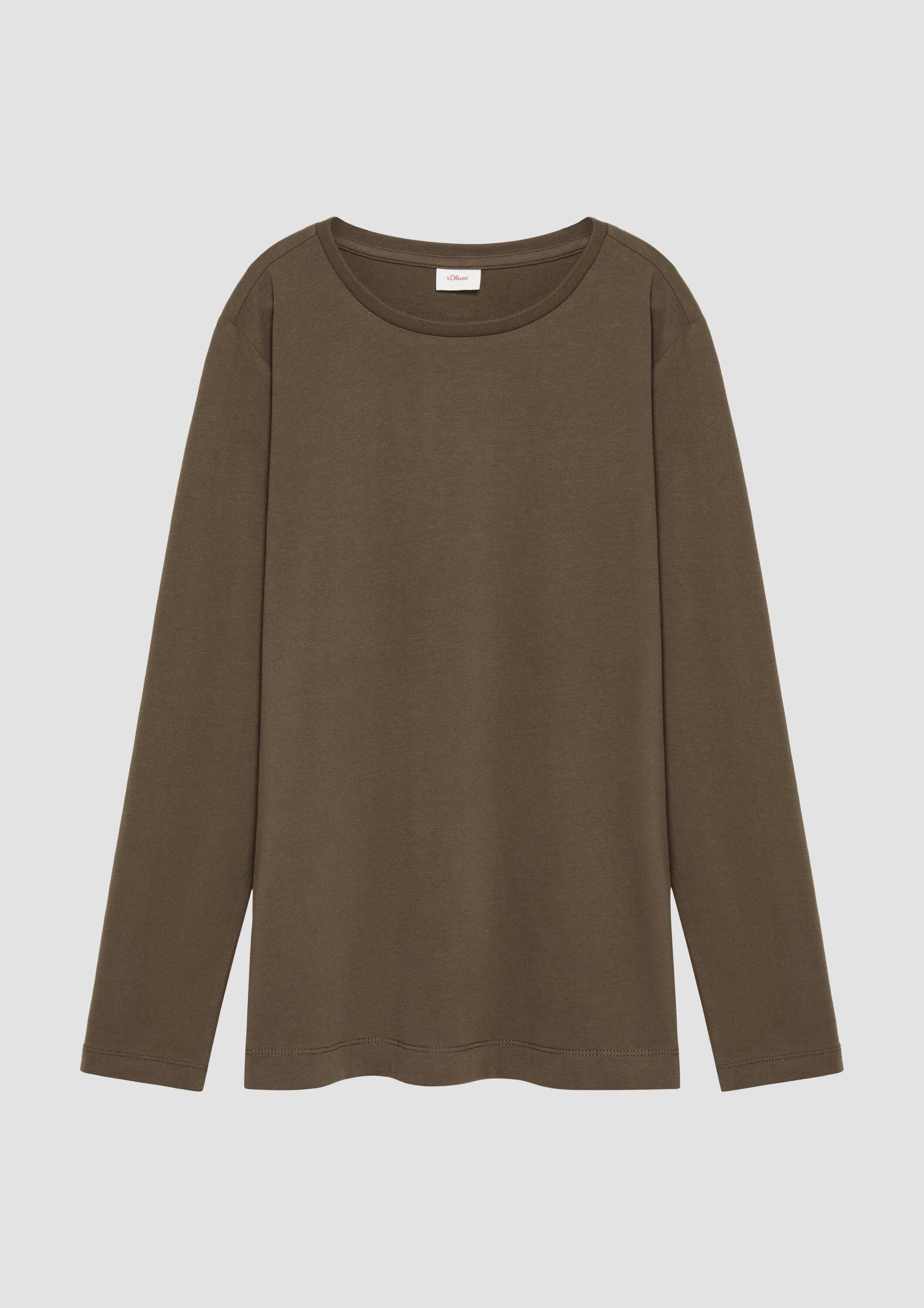 s.Oliver Langarmshirt T-Shirt Baumwoll-T-Shirt mit Rückenprint