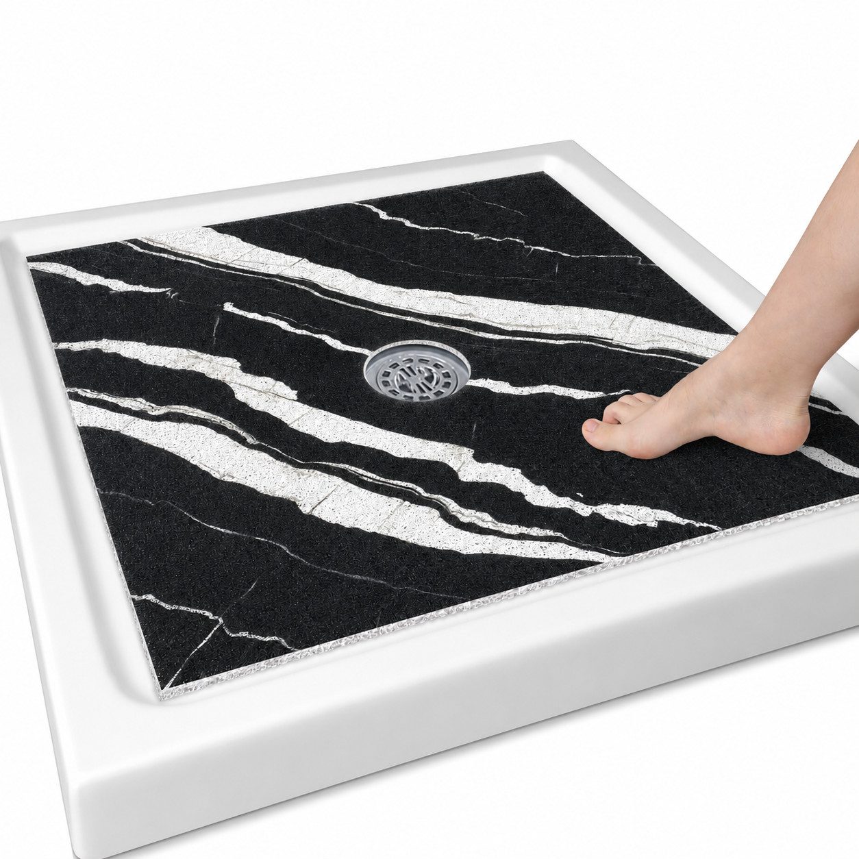 Zyronn Duscheinlage Rutschfeste Duschmatte,extra Duschmatte mit Ablauföffnung in der Mitte, B: 40 cm, Schmutzunempfindlich, strapazierfähig,für Dusche und Badezimmer
