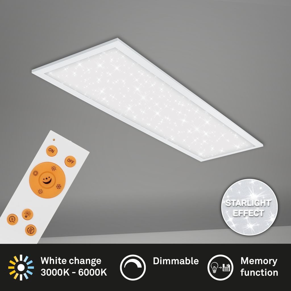 Briloner Leuchten LED Deckenleuchte 7308-016, Dimmfunktion, LED fest integriert, 2700K - Extra-Warmweiß, Deckenlampe, 100x25x6,5cm, Weiß, 24W, Wohnzimmer, Schlafzimmer, Küche