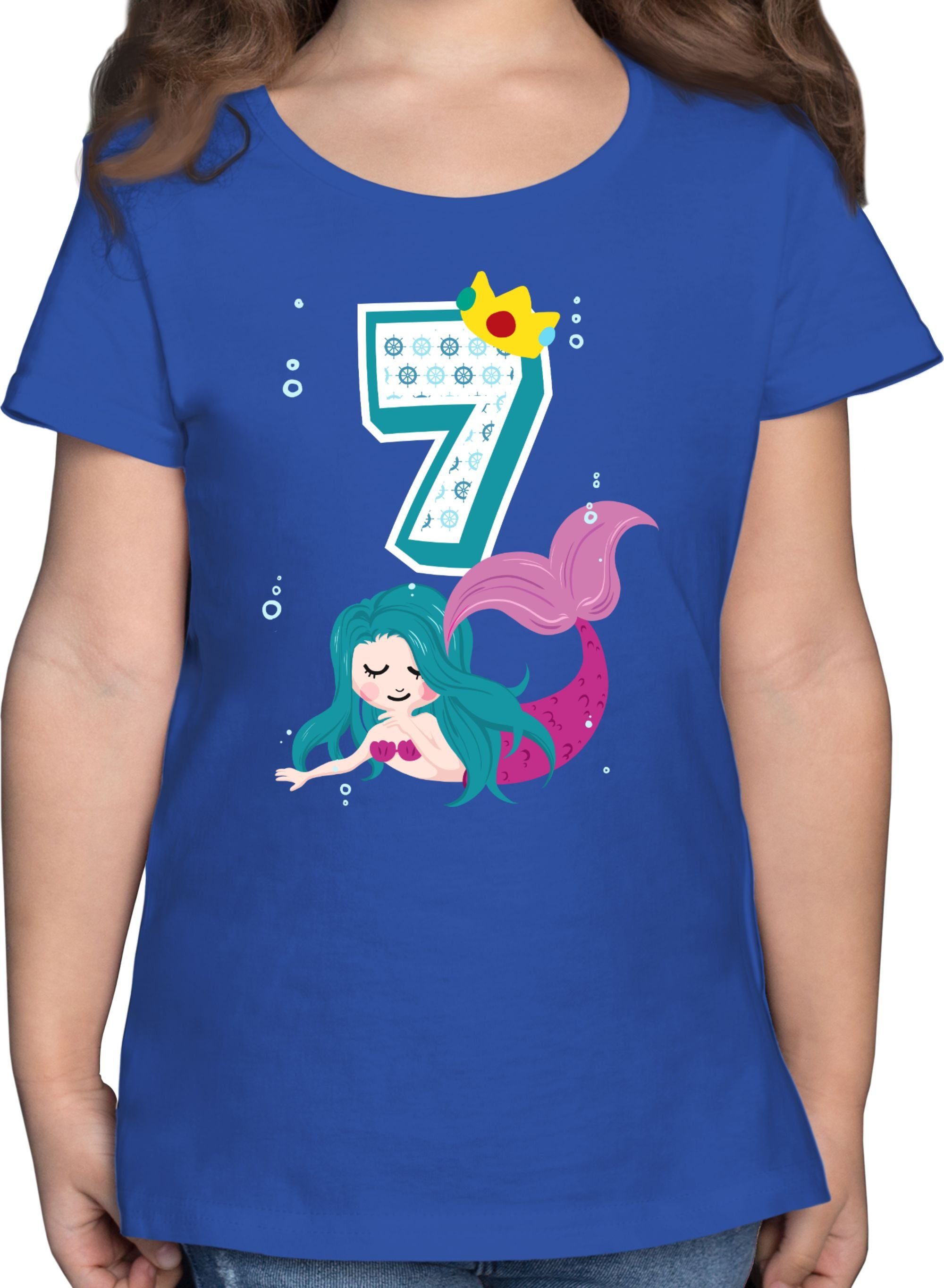 7. Shirtracer Royalblau Geburtstag 3 Meerjungfrau T-Shirt Siebter