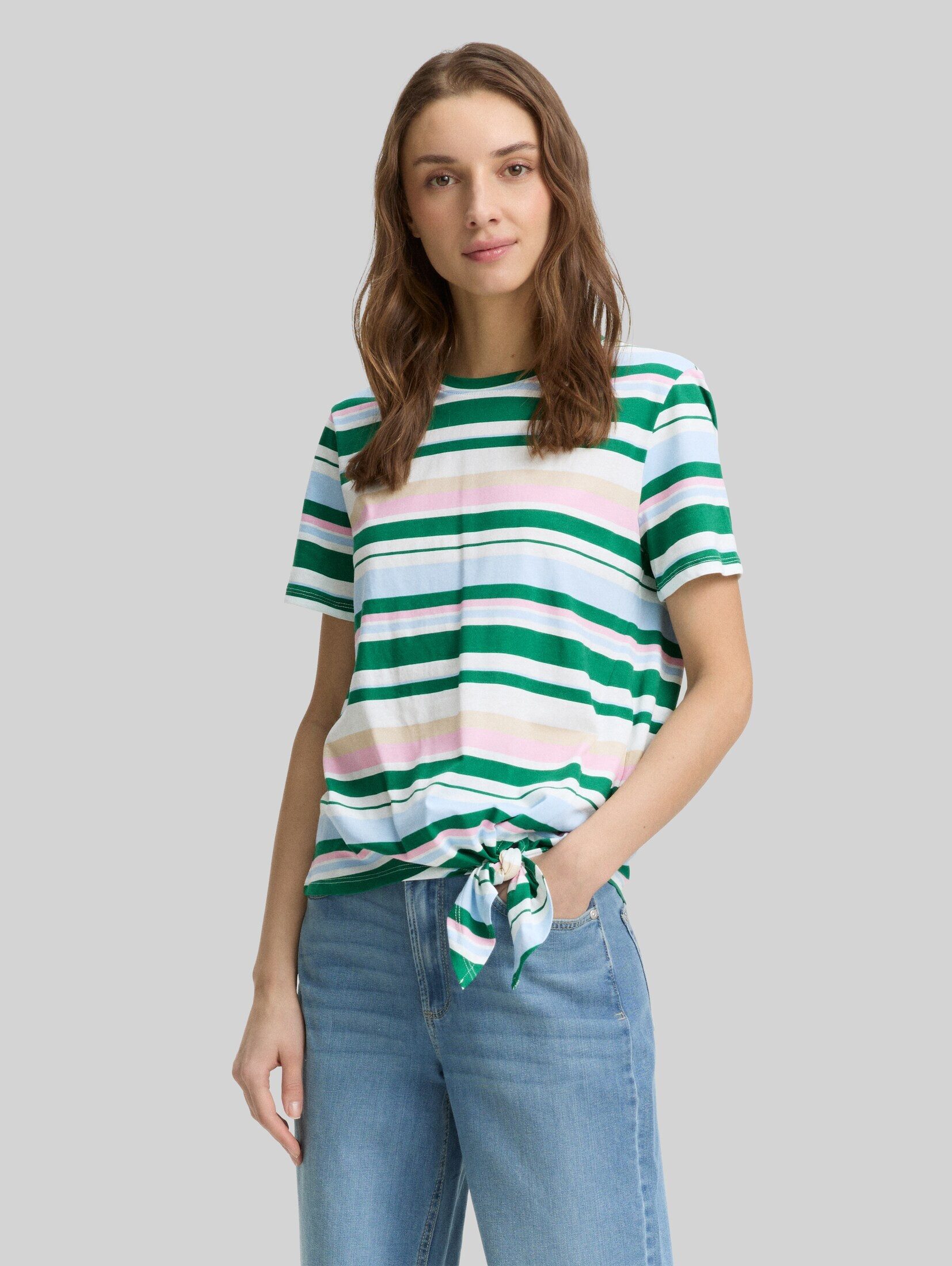 TOM TAILOR Denim T-Shirt T-Shirt T-Shirt mit Knoten-Detail