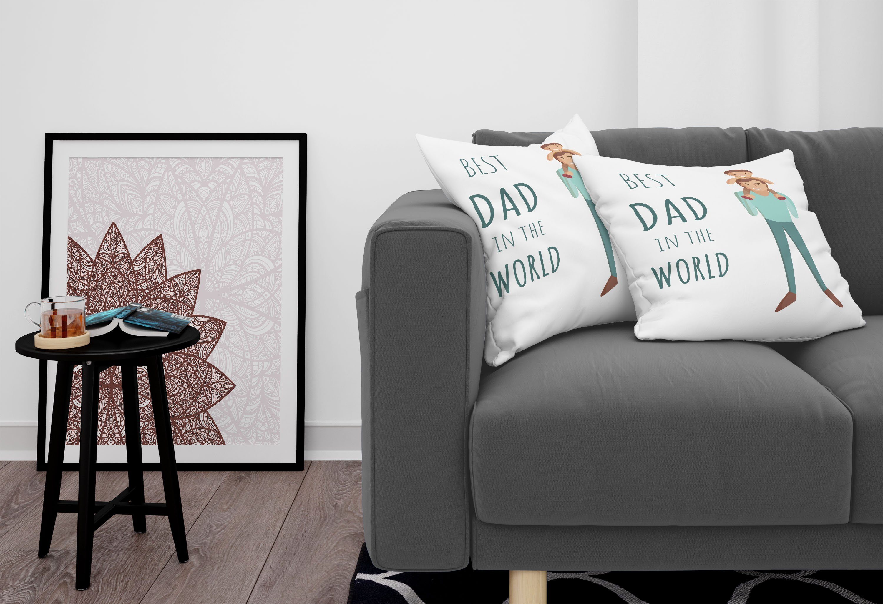 Modern Abakuhaus Stück), Kissenbezüge mit Digitaldruck, Mann seinen Kindern Doppelseitiger Accent Vatertag (2