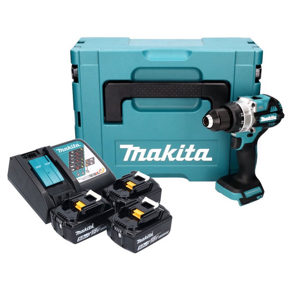 Thumbnail - Makita Säulenbohrmaschine DDF 486 RT3J Akku Bohrschrauber 18 V 130 Nm Brushless + 3x Akku 5,0 A