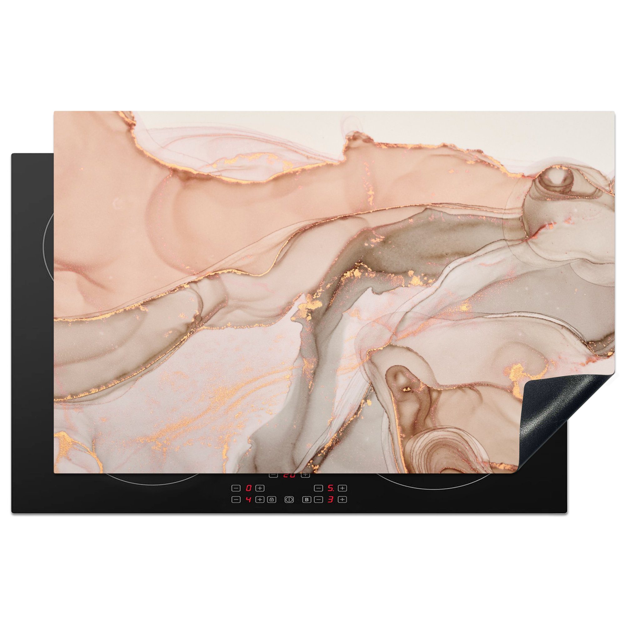 MuchoWow Herdblende-/Abdeckplatte Marmor - Rosa - Rosa, Vinyl, (1 tlg), 81x52 cm, Induktionskochfeld Schutz für die küche, Ceranfeldabdeckung