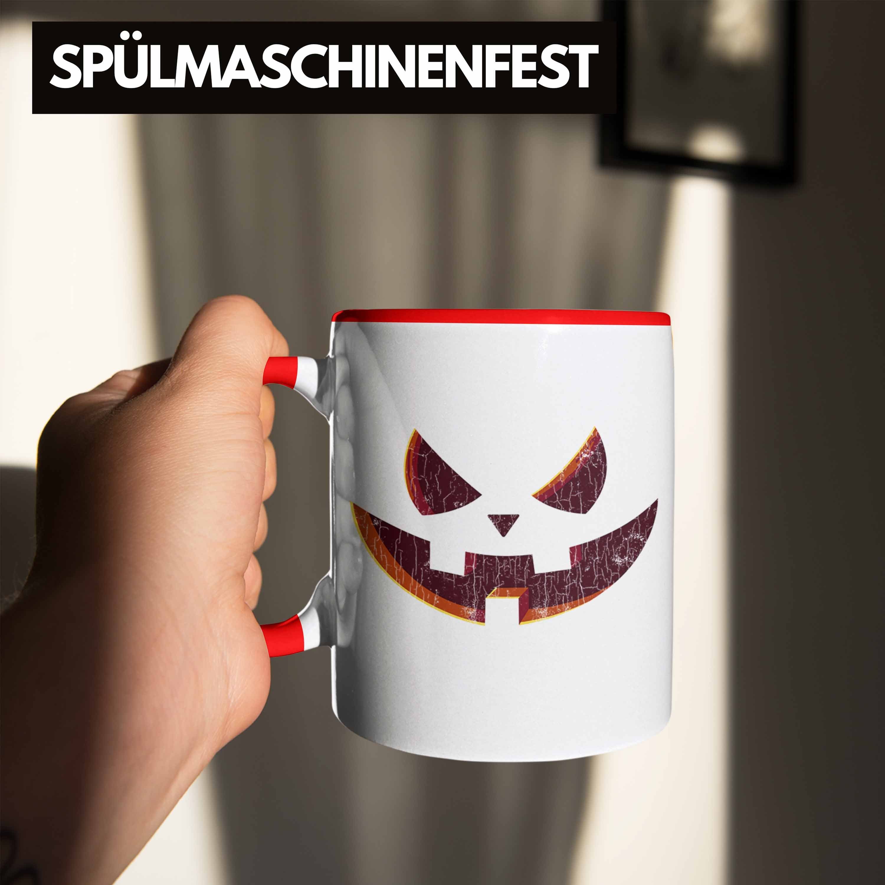 Becher Tasse Kürbis Dekoration Rot Halloween Tasse Kürbis Trendation Gesicht