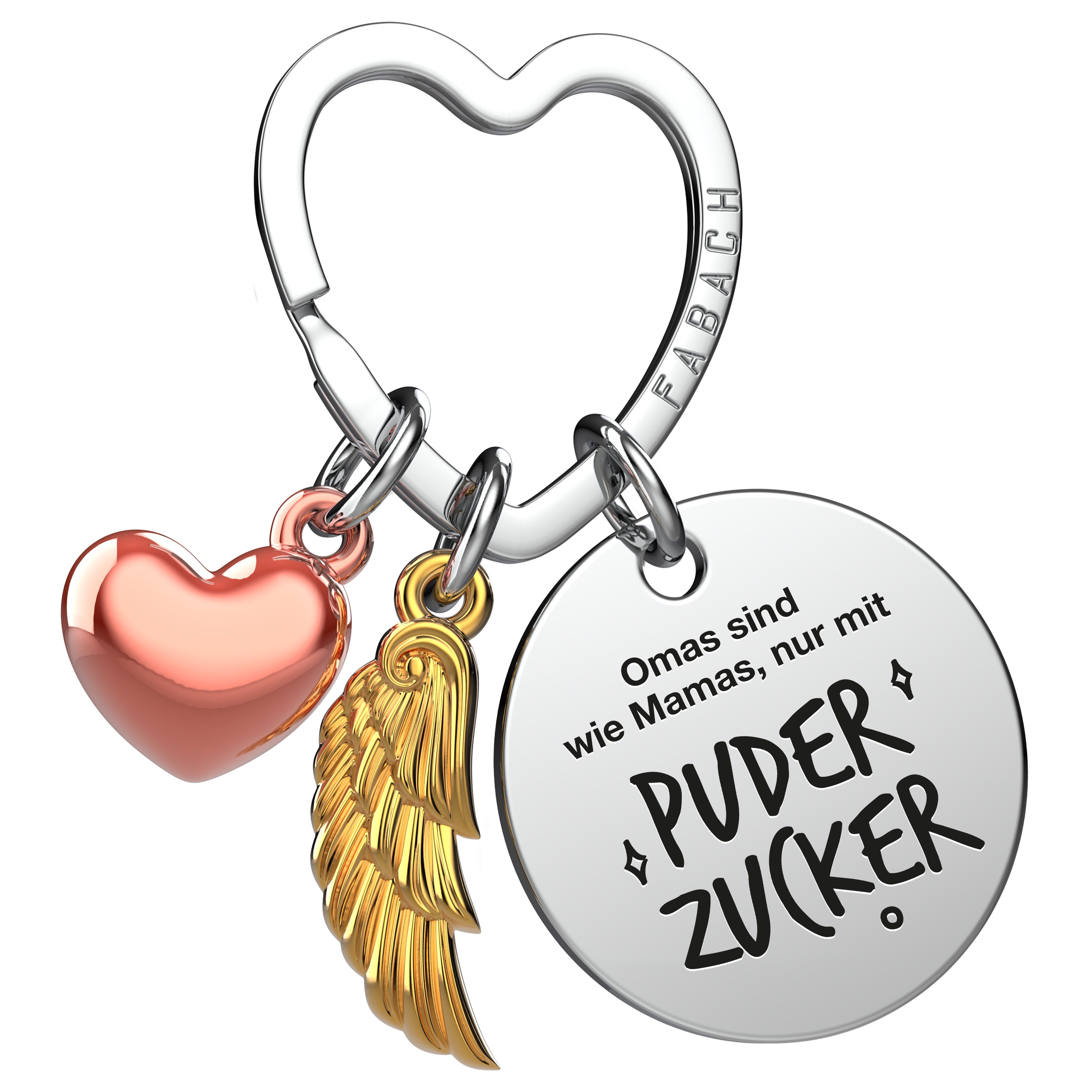 FABACH Schlüsselanhänger Glücksbringer Herz und Engelsflügel mit Gravur "Be günstig online kaufen