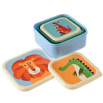Rex London Lunchbox Snack Box 3er Set Tierparade Colourful Creatures, Kunststoff, BPA-frei, (Set, 3-tlg., ca. 11,5 x 11,5 x 5,5 cm (große Box), jede Box mit eigenem Design, passt genau in den größeren Behälter