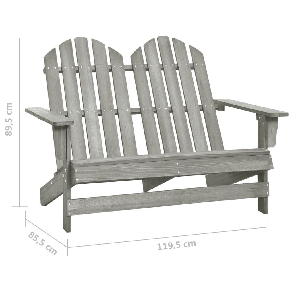 Tanne 2-Sitzer Grau Massivholz furnicato Adirondack-Gartenbank Gartenstuhl