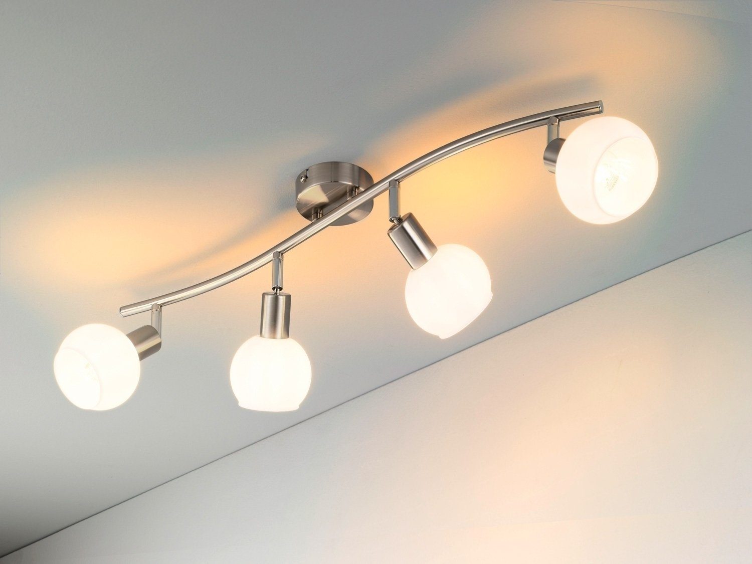 casa NOVA Deckenstrahler LINA, 4-flammig, Breite 70 cm, Silbergrau, Metall, günstig online kaufen