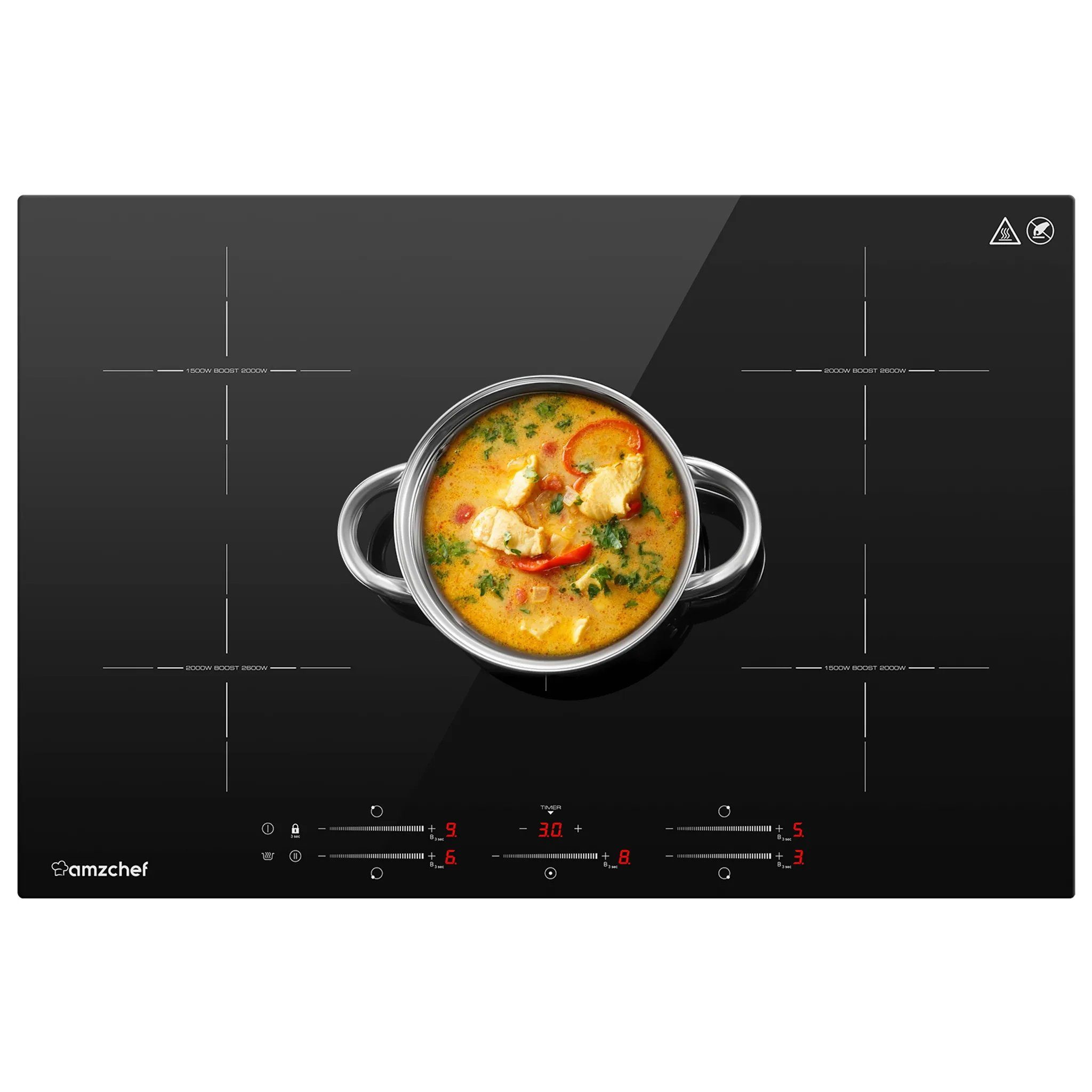 AMZCHEF Mehrfach-Induktionskochplatte CE-YL-IF72OT26S, 9000W,Timer, kochend automatisch