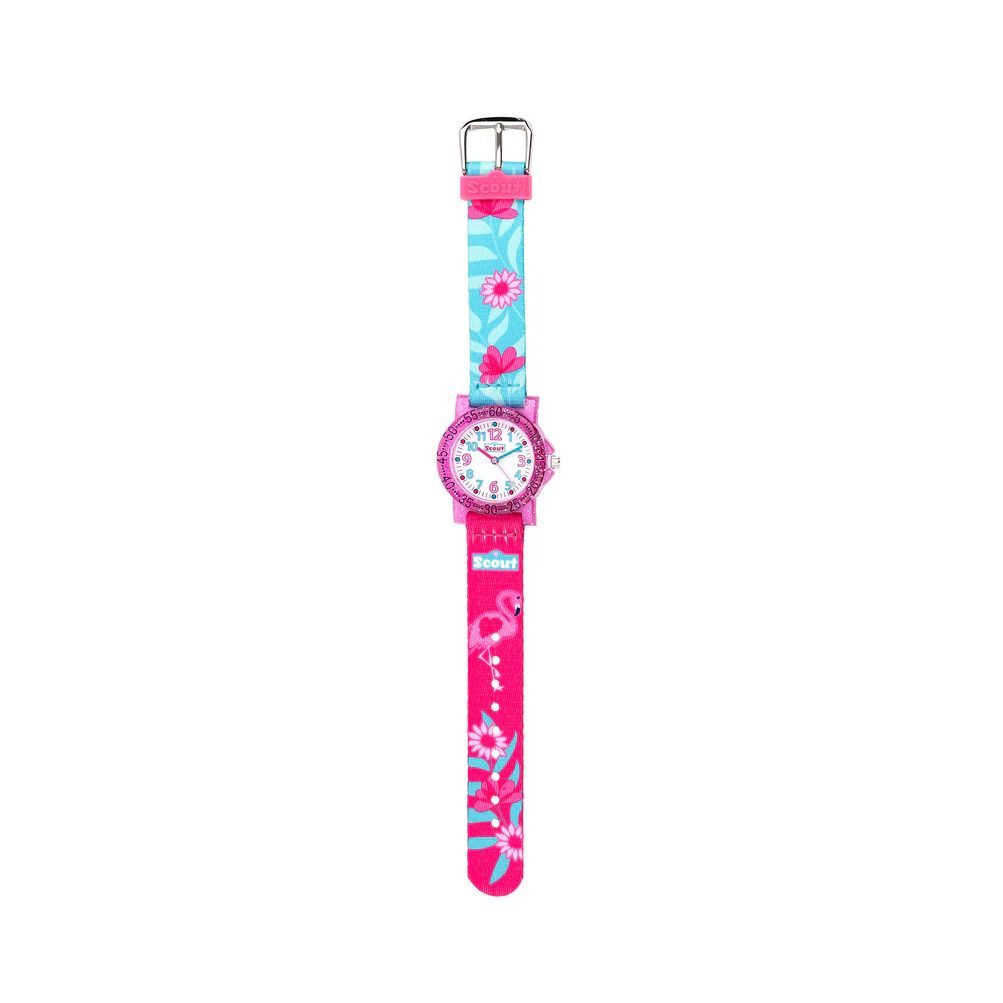 Scout Quarzuhr Kinderuhr 164000027 Flamingo Textilband Türkis Rosa 33 mm