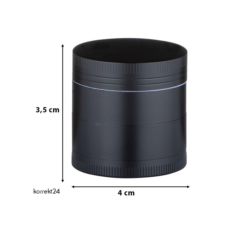 Coumo Kräutermühle Grinder Crusher, Schwarz, ⌀ 4cm, Metall Kräutermühle