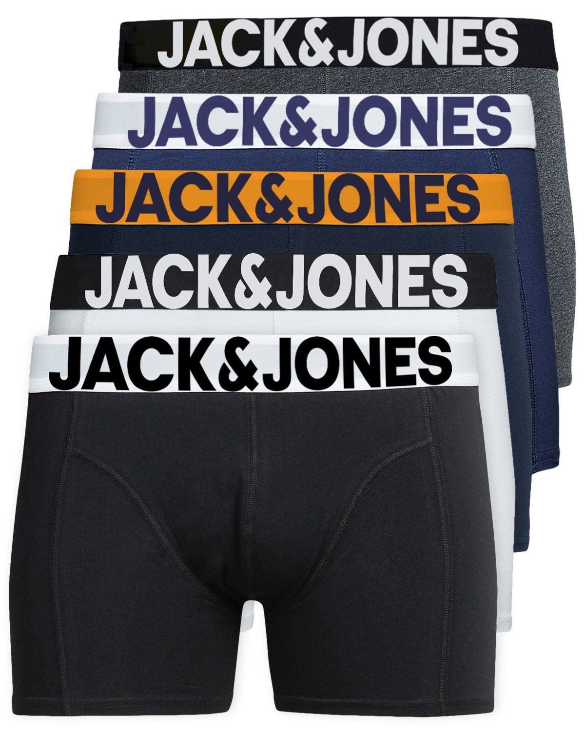 Jack & Jones Boxershorts Solid (5-St., 5er Pack) gute Passform durch elastische Baumwollqualität Mix 2