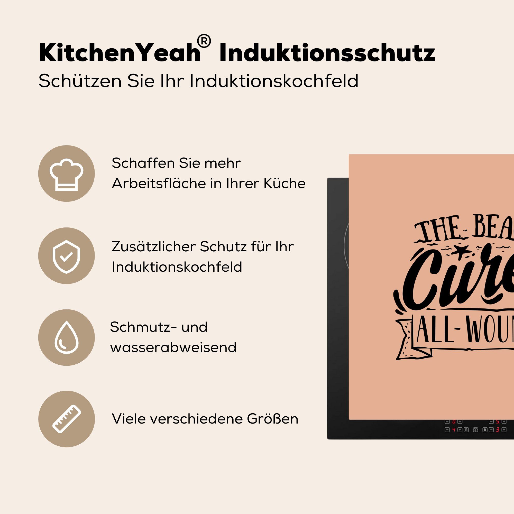 - Ceranfeldabdeckung, Sommer MuchoWow cm, (1 tlg), für Vinyl, 78x78 Arbeitsplatte küche - Schwarz, Herdblende-/Abdeckplatte Rosa