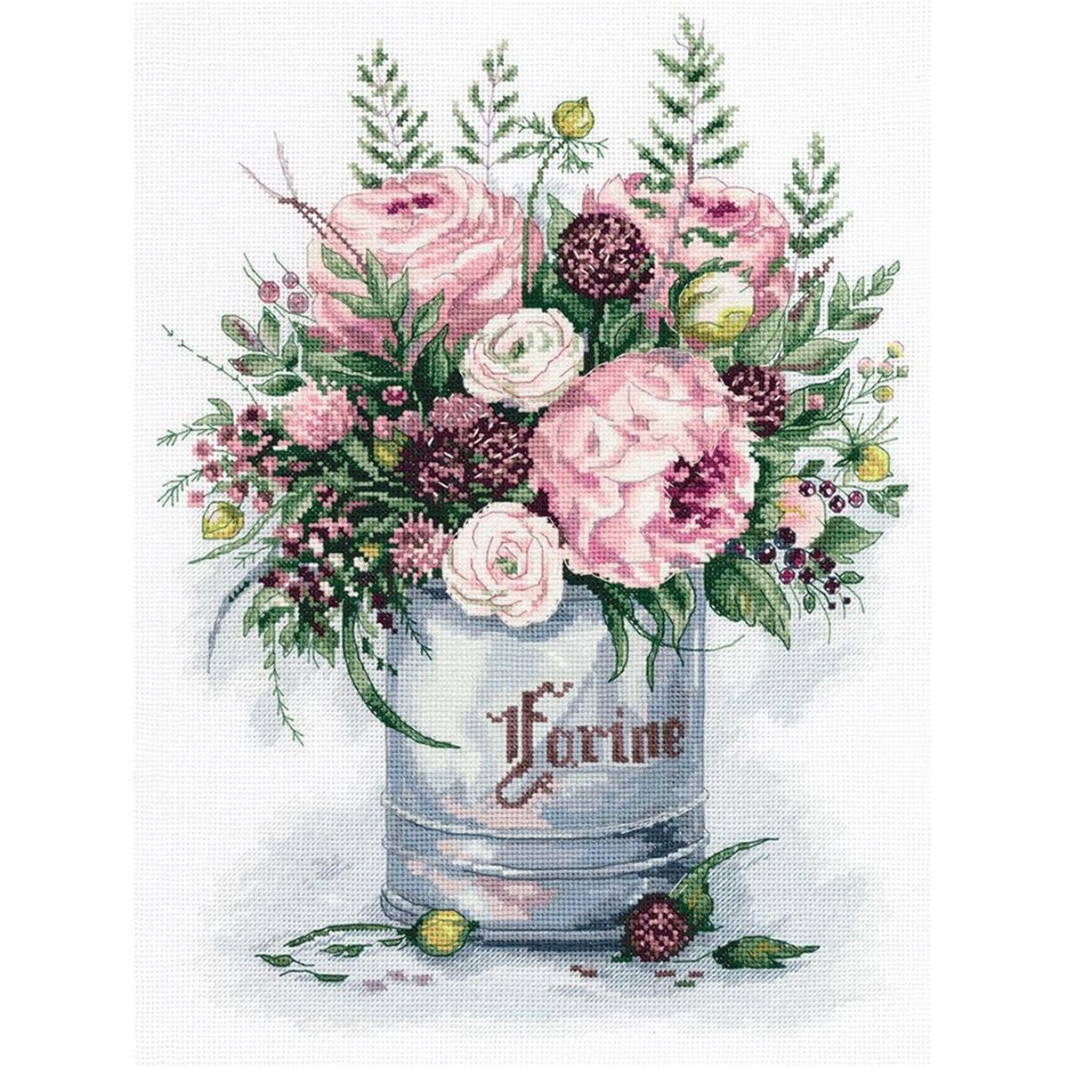 Panna Kreativset Panna Kreuzstichset "Aquarell Strauß" 27x35cm, Zählmuster, (embroidery kit by Marussia)