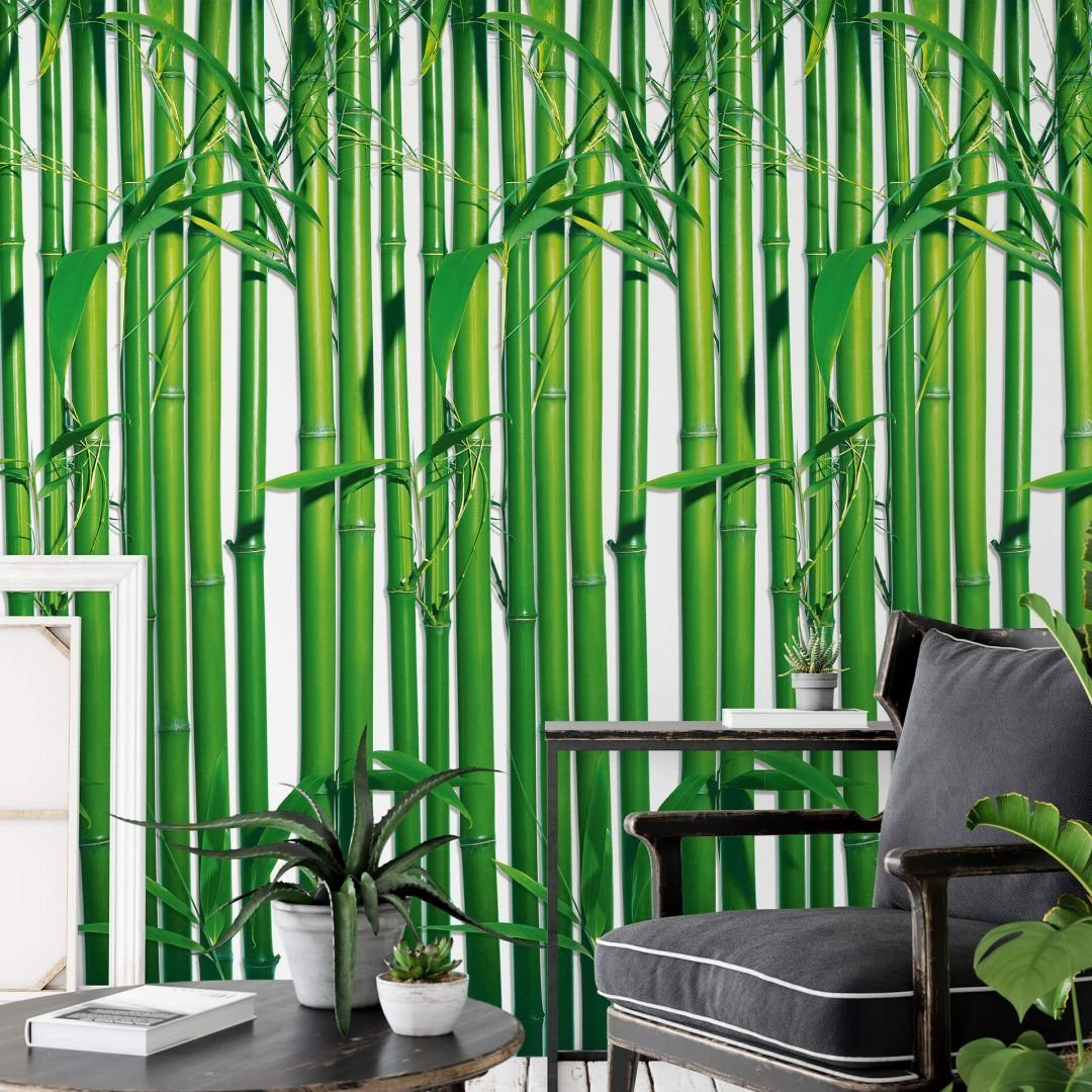 Wizard + Genius Fototapete Große Fototapete Bambus Wald Papiertapete Bambusmauer Tapete, Wohnzimmer Wandbild modern