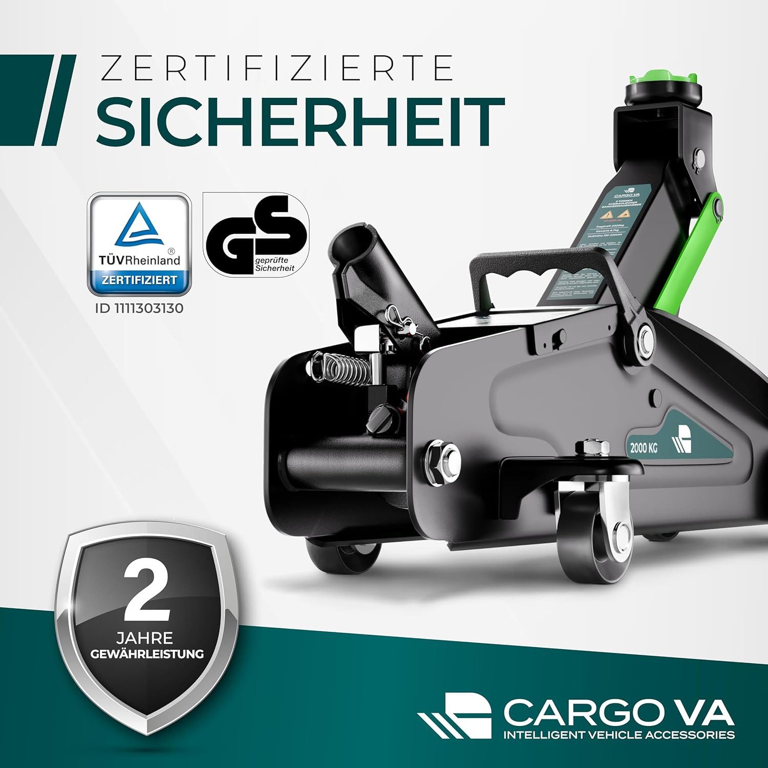CargoVA® Rangierwagenheber Wagenheber 2T hydraulisch, TÜV, 130–330 mm Hubhöhe, PKW & SUV, max. Hubhöhe: 33 cm, Einzelgerät, 2T hydraulisch, TÜV, Q235-Stahl, 130–330 mm, präzise & robust