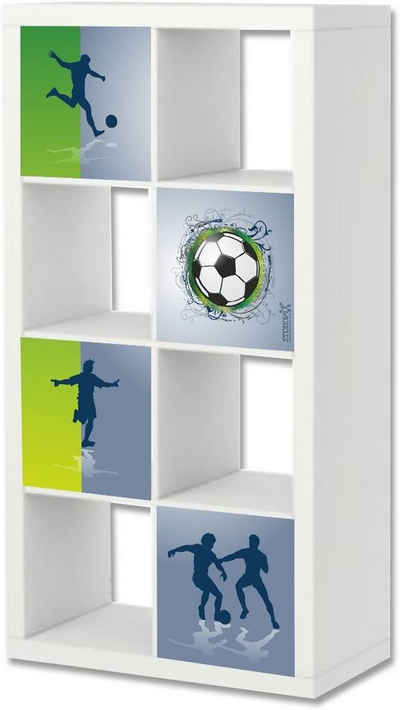 STIKKIPIX Möbelfolie ER04, (MÖBEL NICHT INKLUSIVE) Fußball Möbelfolie, Aufkleber-Set passend für das Regal EXPEDIT/KALLAX von IKEA