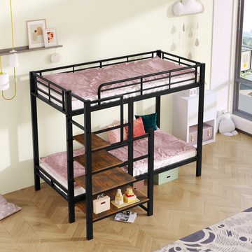 MODFU Etagenbett Kinderbett, ausgestattet mit Regalen Stufenleiter (robust und langlebig 90*200cm), ohne Matratze