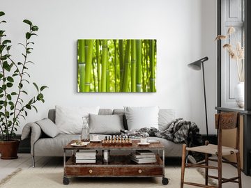 Sinus Art Leinwandbild 120x80cm Wandbild auf Leinwand Bambus Babuswald Asien Grün Bambusrohr, (1 St)