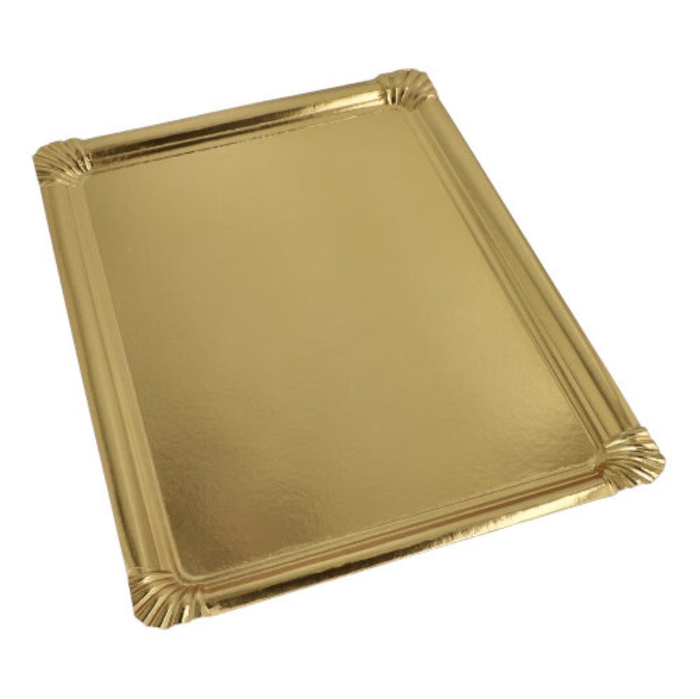 Servierplatte 5 Servierplatten, Pappe, PET-beschichtet eckig 34 cm x 45,5 cm gold