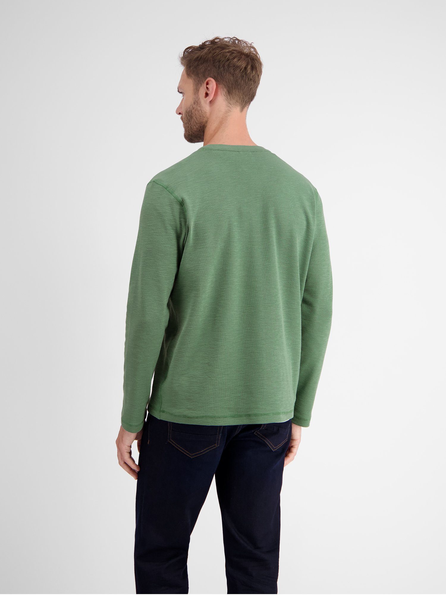 LERROS Langarmshirt Serafino in Strukturqualität