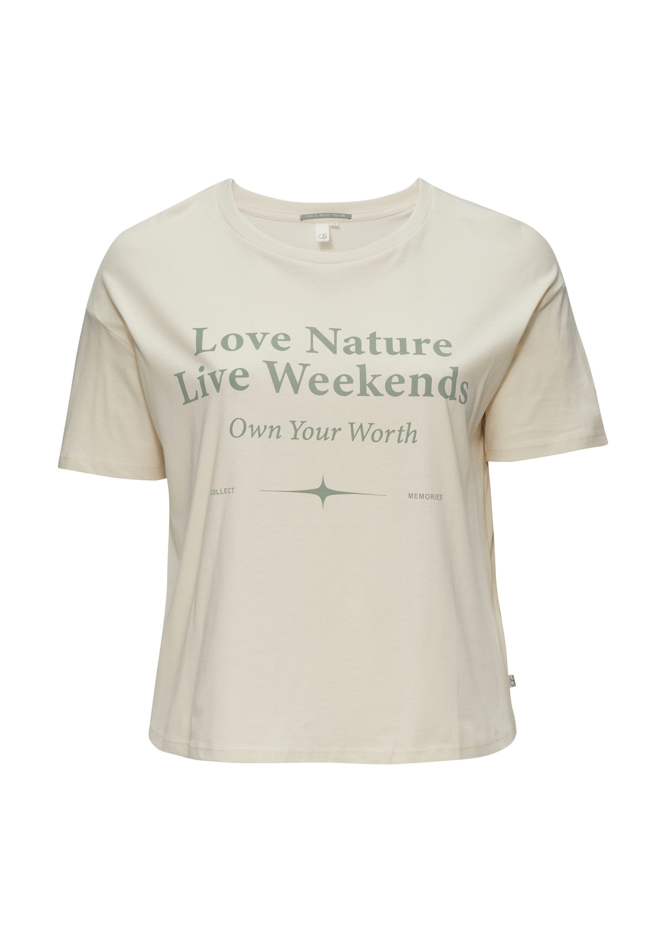 QS Kurzarmshirt T-Shirt Print-Shirt mit überschnittenen Schultern günstig online kaufen