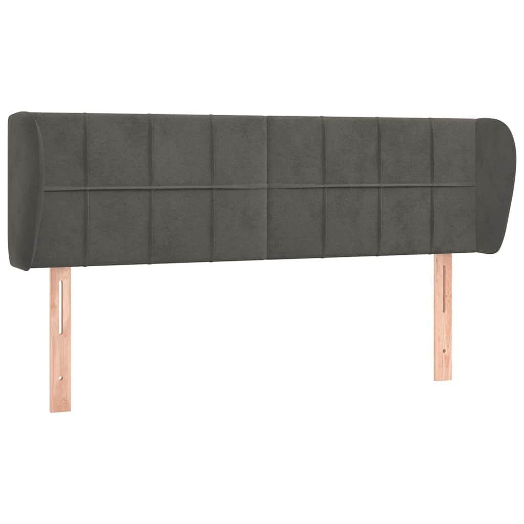 Bett Kopfteil mit Ohren Dunkelgrau 147x23x78/88 cm Samt