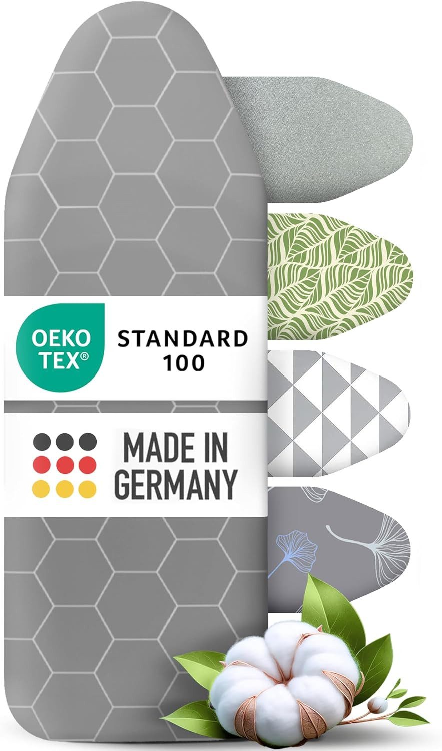 Arteneur Bügelbrettbezug, Made in Germany, OEKOTEX100, Zubehör für alle Bügeltische dank 5 Größen, Vergleichssieger, Hitzereflektierend, Gummizug