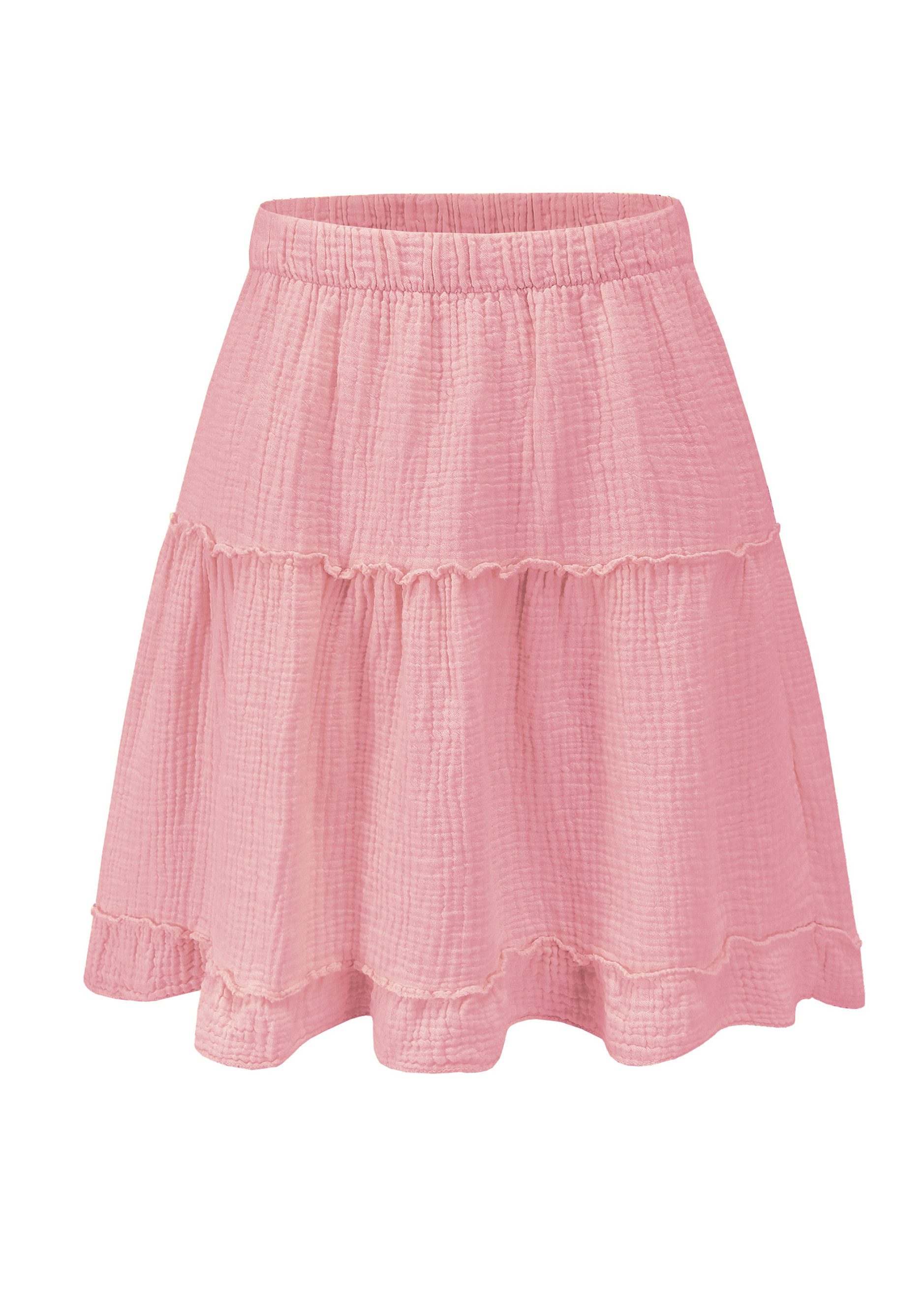 SASSYCLASSY A-Linien-Rock Musselin Rock mit Volant Damen Rock mit elastisch günstig online kaufen