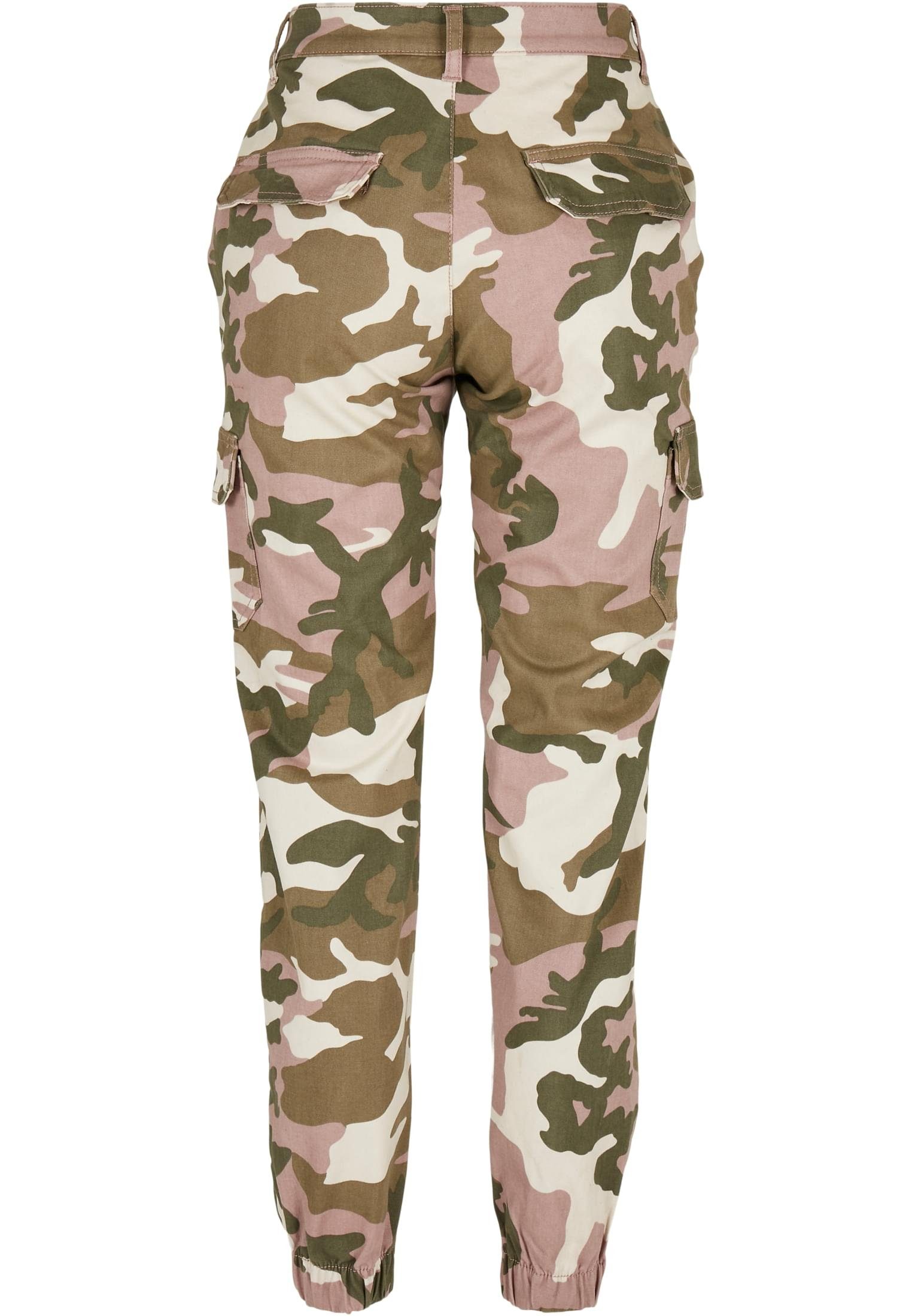 URBAN CLASSICS Cargohose High Ladies Damen Camo (1-tlg) Pants Cargo camo Waist duskrose