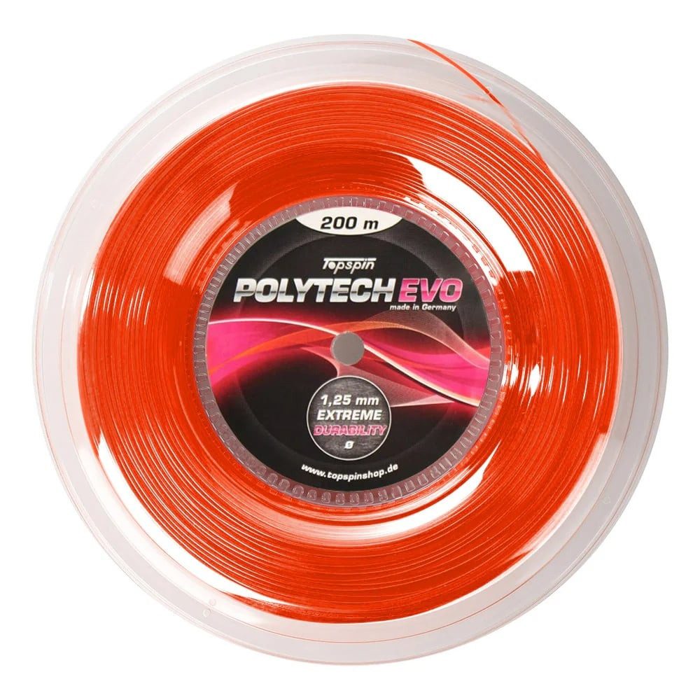 Tennissaite Poly Tech Evo (Haltbarkeit+Spielkomfort) orange 200m Rolle